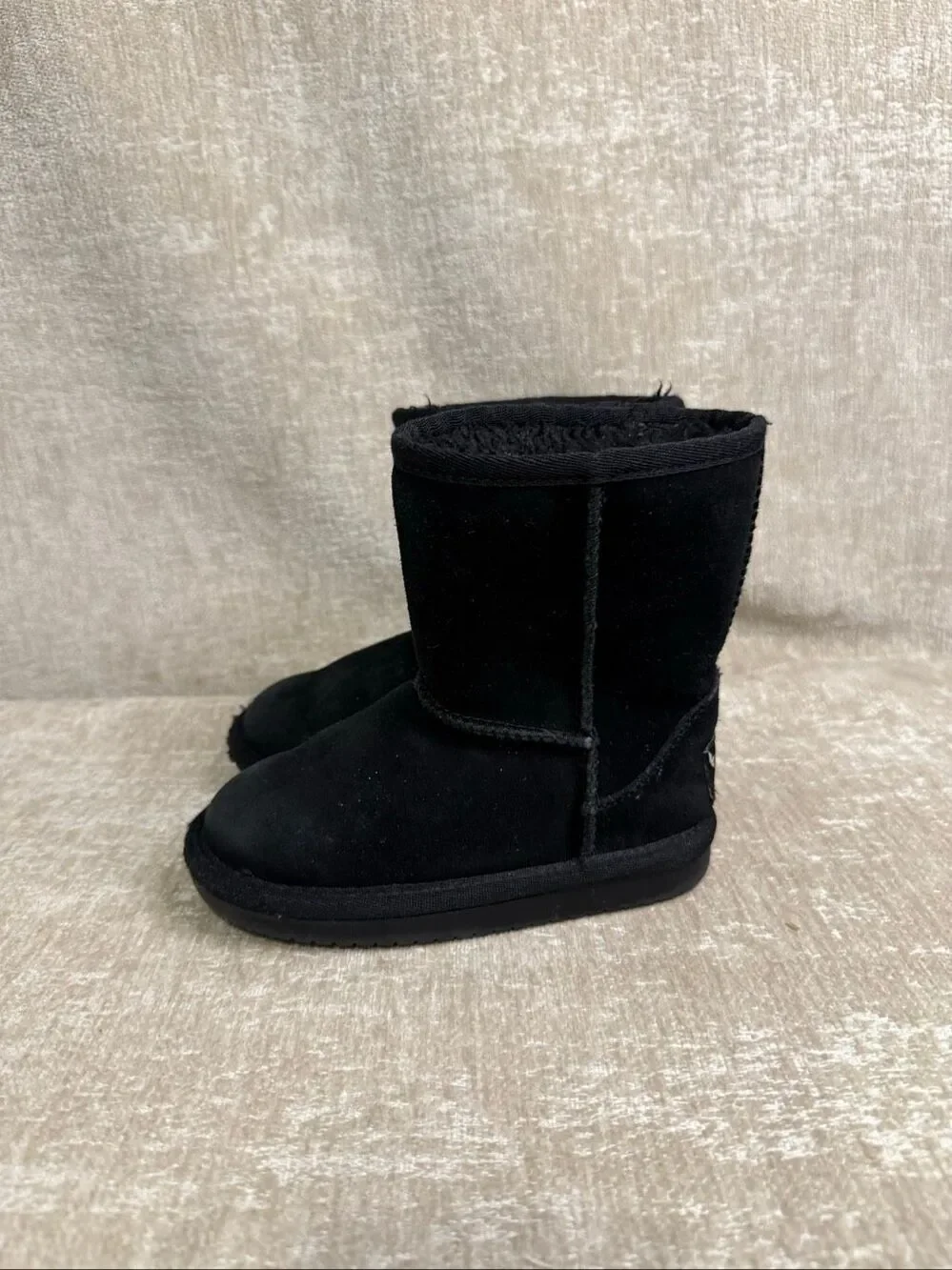 Koolaburra by UGG Kids Ankle Pull On Suede Faux Fur Snow Boot Black Size 8